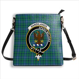ScotsTee Shop Scottish Sandilands Ancient Crest Tartan Bucket Bag Ladies Shoulder Bag Midi