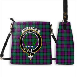 ScotsTee Shop Scottish MacArthur Milton Crest Tartan Bucket Bag Ladies Shoulder Bag Midi