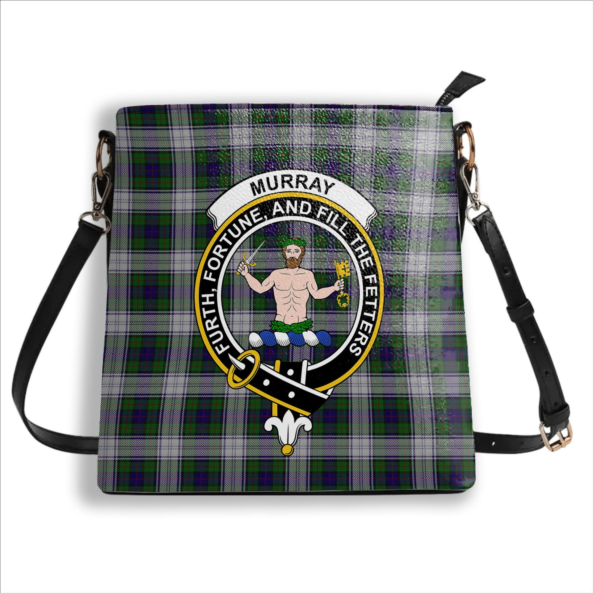 ScotsTee Shop Scottish Murray of Atholl Dress Crest Tartan Bucket Bag Ladies Shoulder Bag Midi