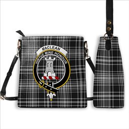 ScotsTee Shop Scottish MacLean Black and White Crest Tartan Bucket Bag Ladies Shoulder Bag Midi