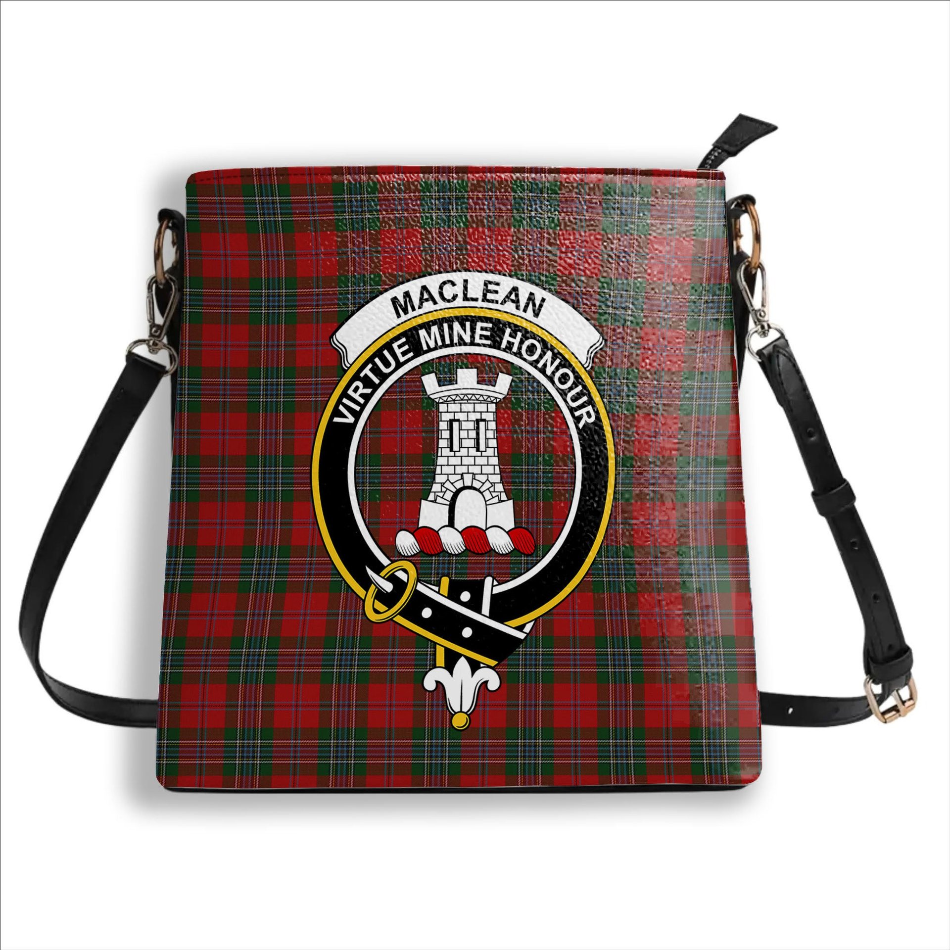 ScotsTee Shop Scottish MacLean Crest Tartan Bucket Bag Ladies Shoulder Bag Midi