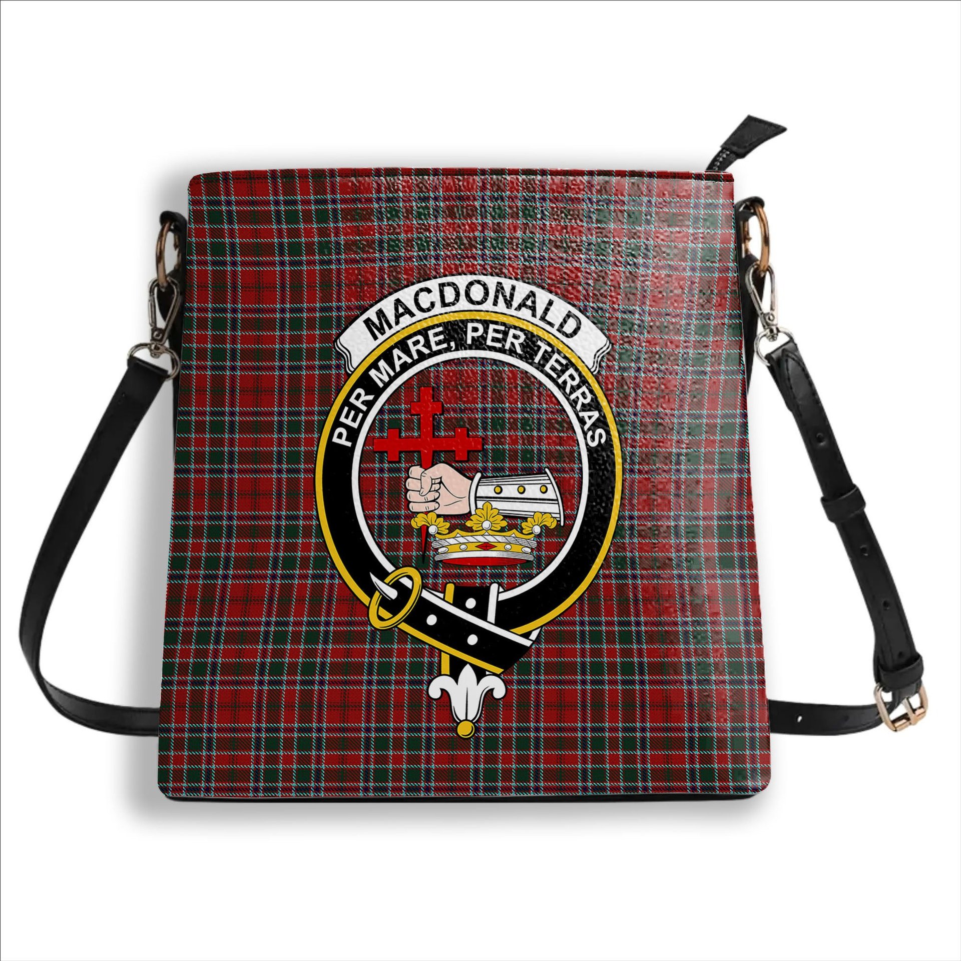 ScotsTee Shop Scottish MacDonald of Lochmaddy Crest Tartan Bucket Bag Ladies Shoulder Bag Midi