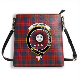 ScotsTee Shop Scottish Pitcairn Heritage Modern Crest Tartan Bucket Bag Ladies Shoulder Bag Midi