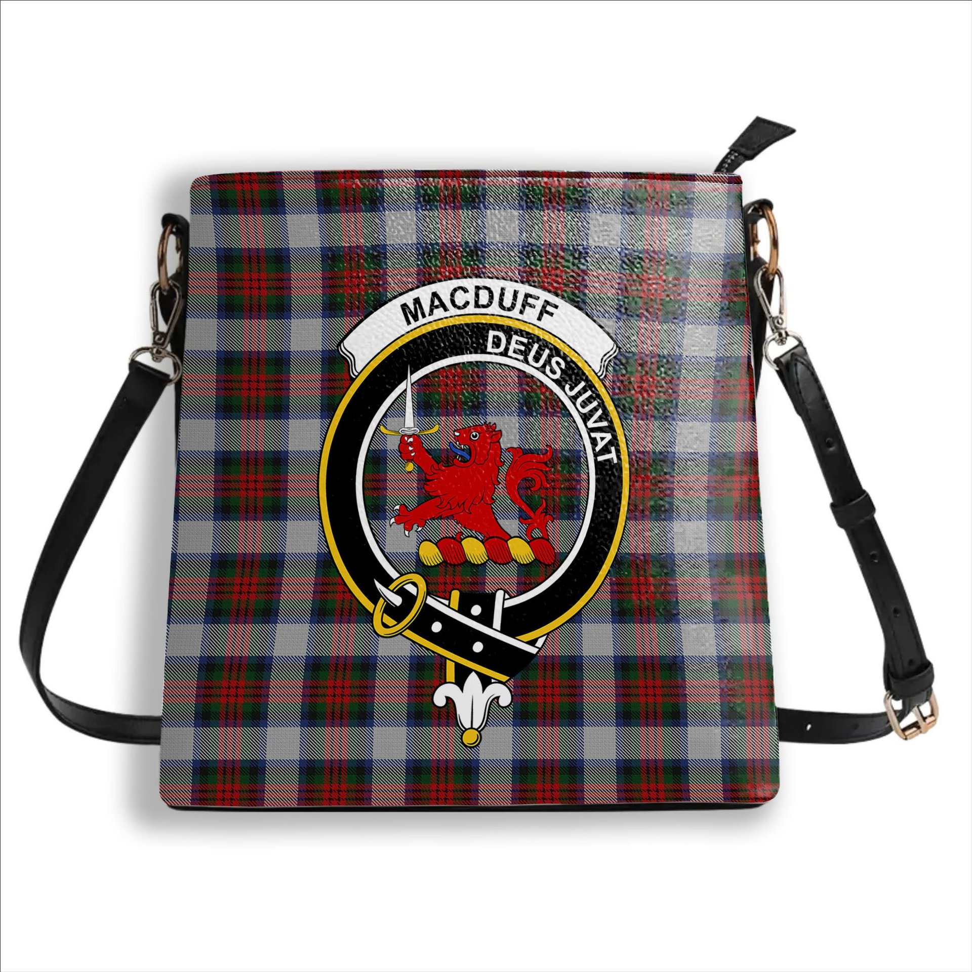 ScotsTee Shop Scottish MacDuff Dress 5 Crest Tartan Bucket Bag Ladies Shoulder Bag Midi