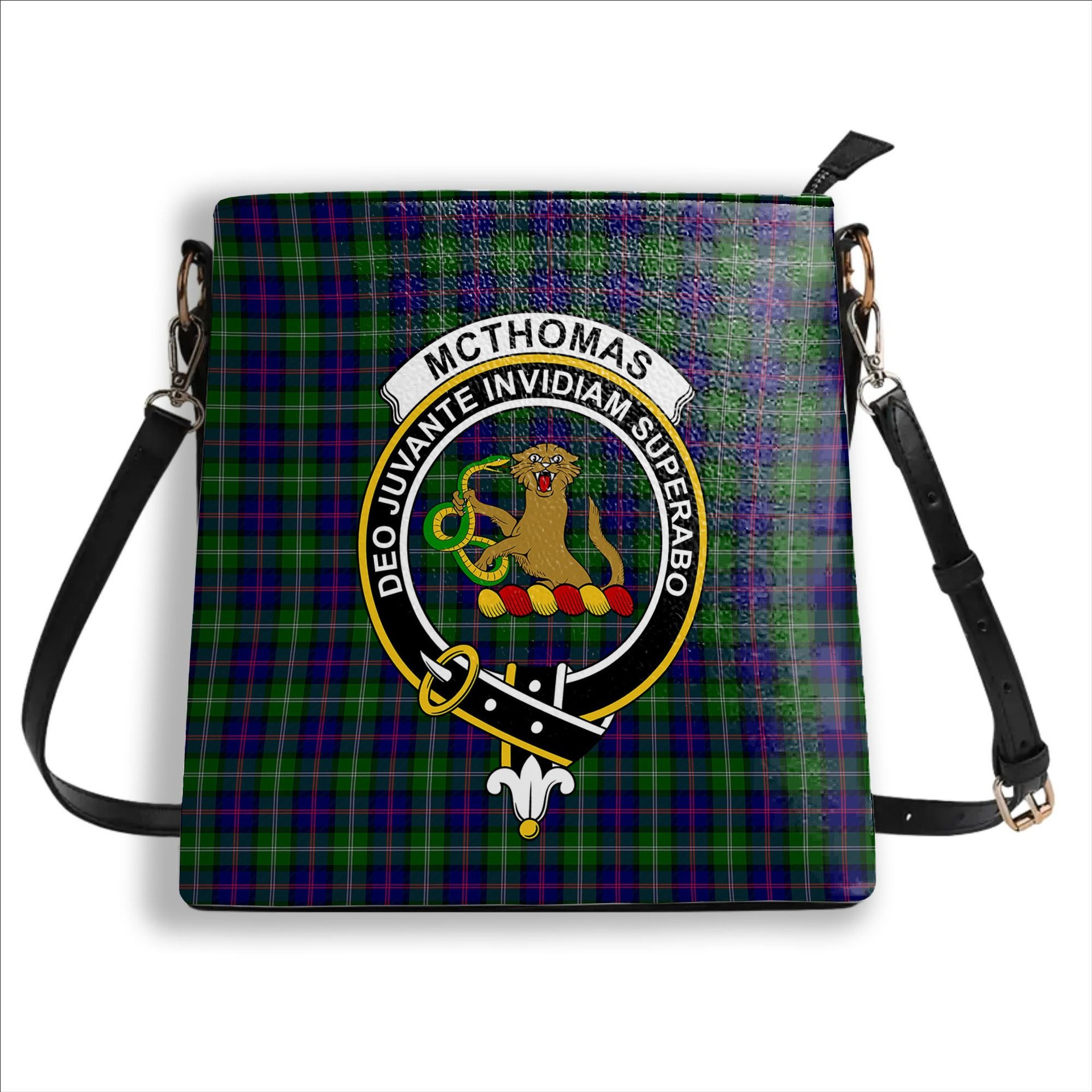 ScotsTee Shop Scottish McThomas Modern Crest Tartan Bucket Bag Ladies Shoulder Bag Midi