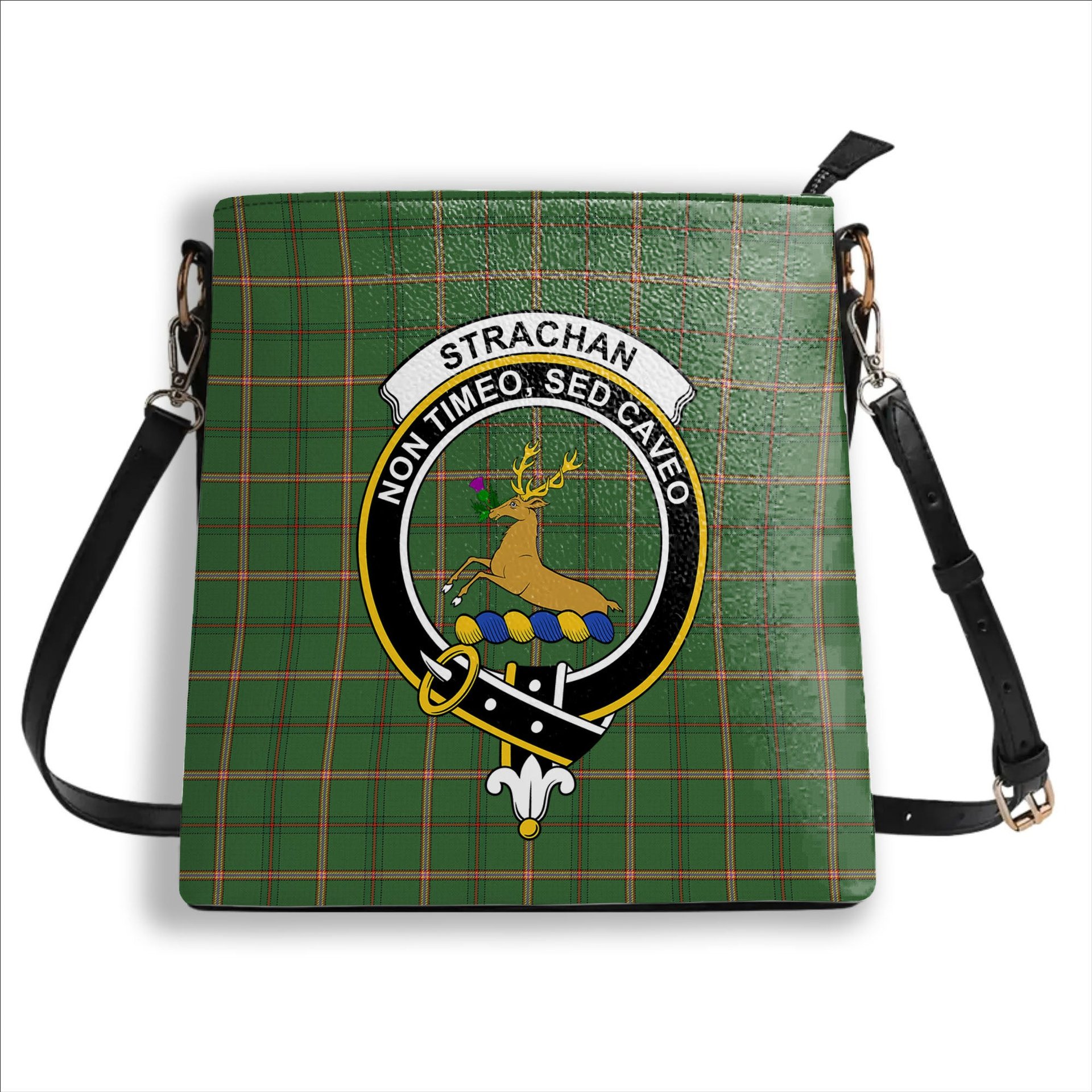 ScotsTee Shop Scottish Strachan Hunting Ancient Crest Tartan Bucket Bag Ladies Shoulder Bag Midi