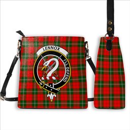 ScotsTee Shop Scottish Lennox Modern Crest Tartan Bucket Bag Ladies Shoulder Bag Midi