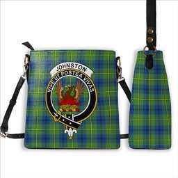 ScotsTee Shop Scottish Johnston Ancient Crest Tartan Bucket Bag Ladies Shoulder Bag Midi