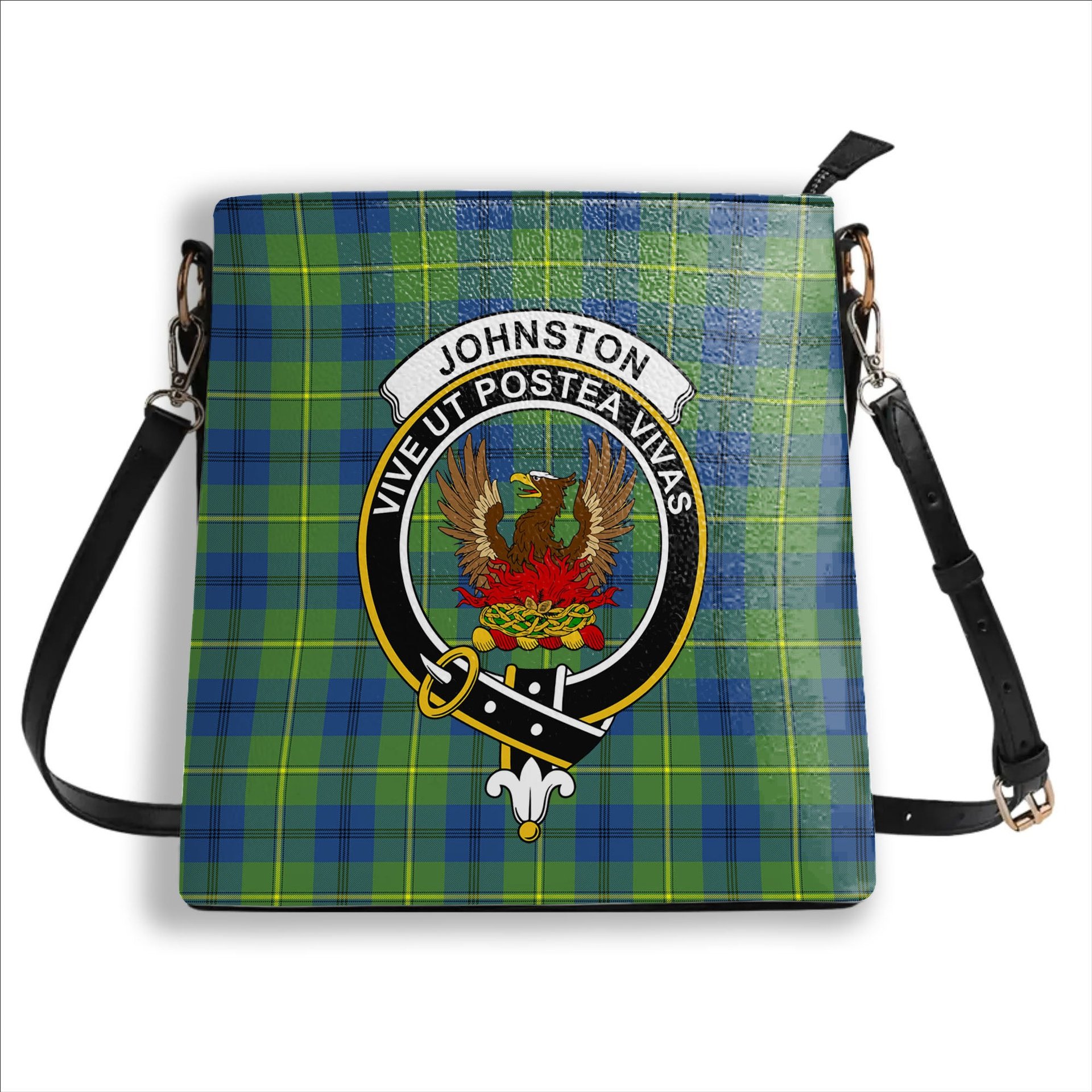 ScotsTee Shop Scottish Johnston Ancient Crest Tartan Bucket Bag Ladies Shoulder Bag Midi