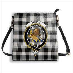 ScotsTee Shop Scottish McFie Black & White Ancient Crest Tartan Bucket Bag Ladies Shoulder Bag Midi