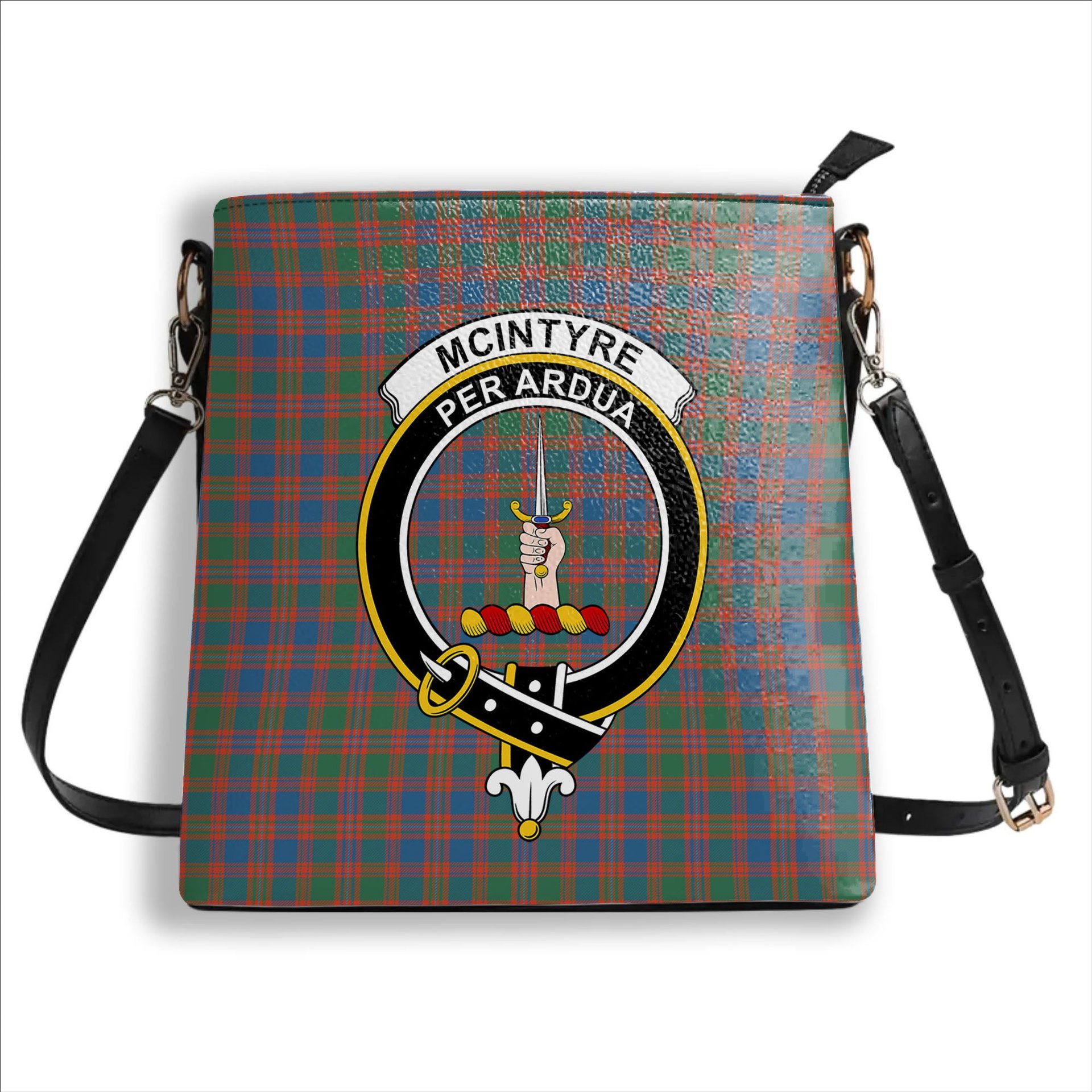 ScotsTee Shop Scottish McIntyre Ancient Crest Tartan Bucket Bag Ladies Shoulder Bag Midi