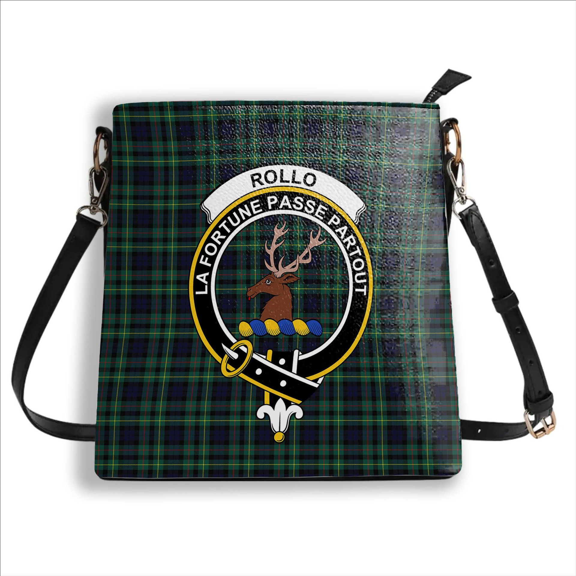 ScotsTee Shop Scottish Rollo Modern Crest Tartan Bucket Bag Ladies Shoulder Bag Midi