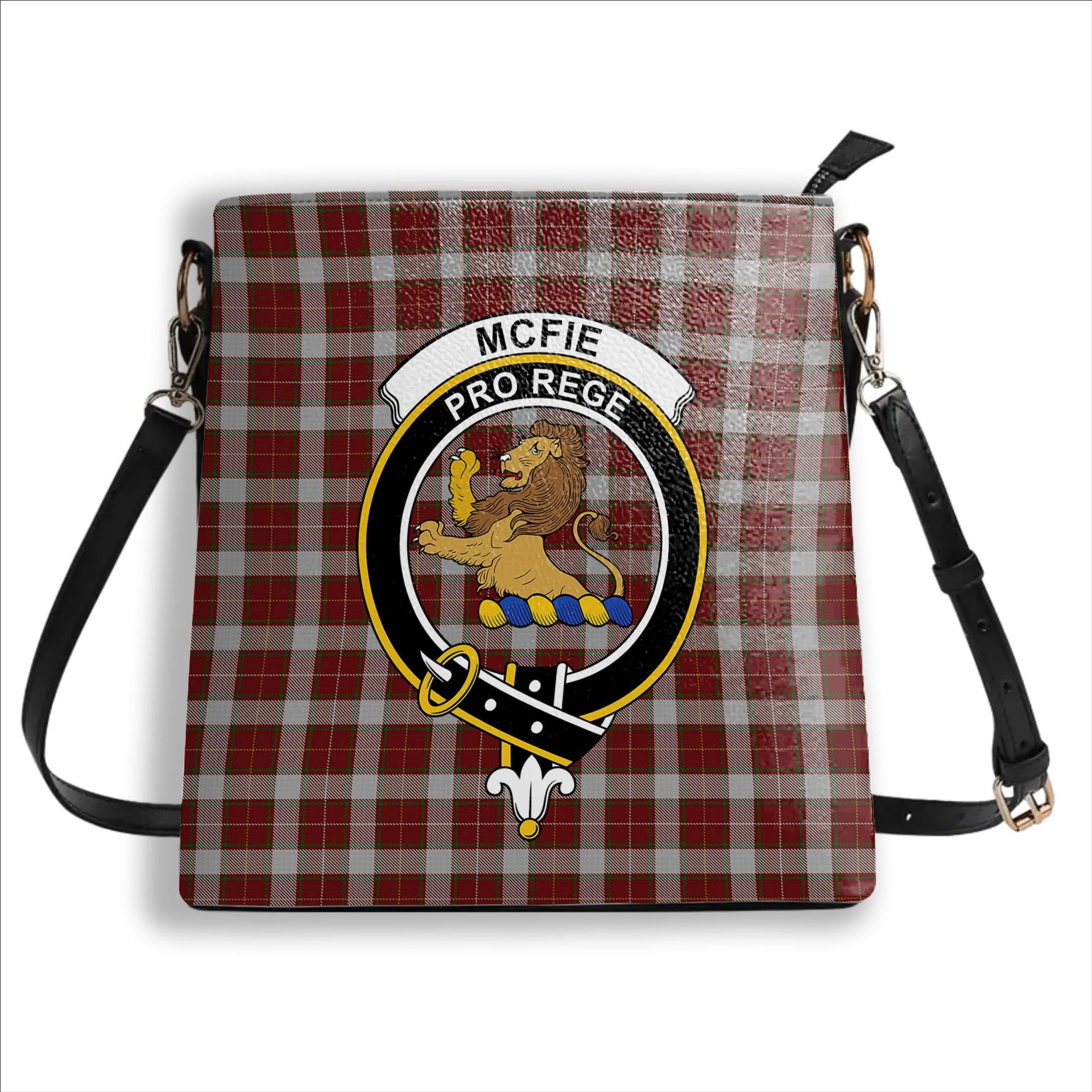 ScotsTee Shop Scottish McFie Dress Crest Tartan Bucket Bag Ladies Shoulder Bag Midi