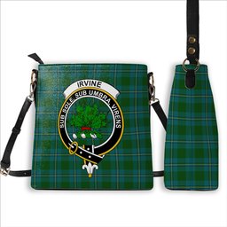 ScotsTee Shop Scottish Irvine of Bonshaw Crest Tartan Bucket Bag Ladies Shoulder Bag Midi