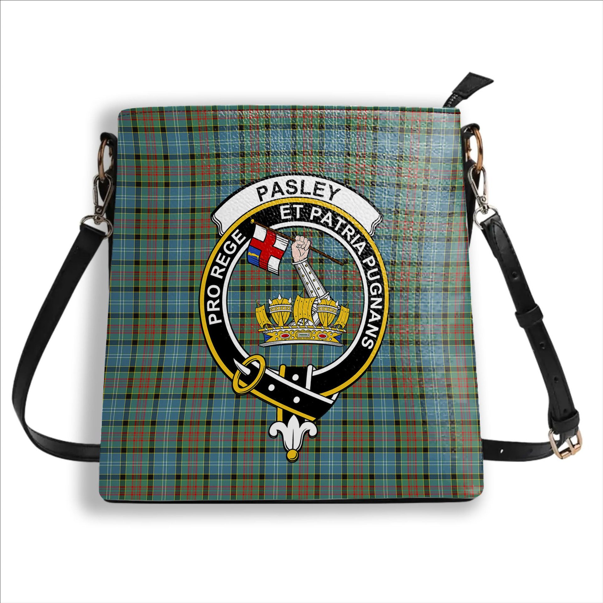 ScotsTee Shop Scottish Pasley District Crest Tartan Bucket Bag Ladies Shoulder Bag Midi