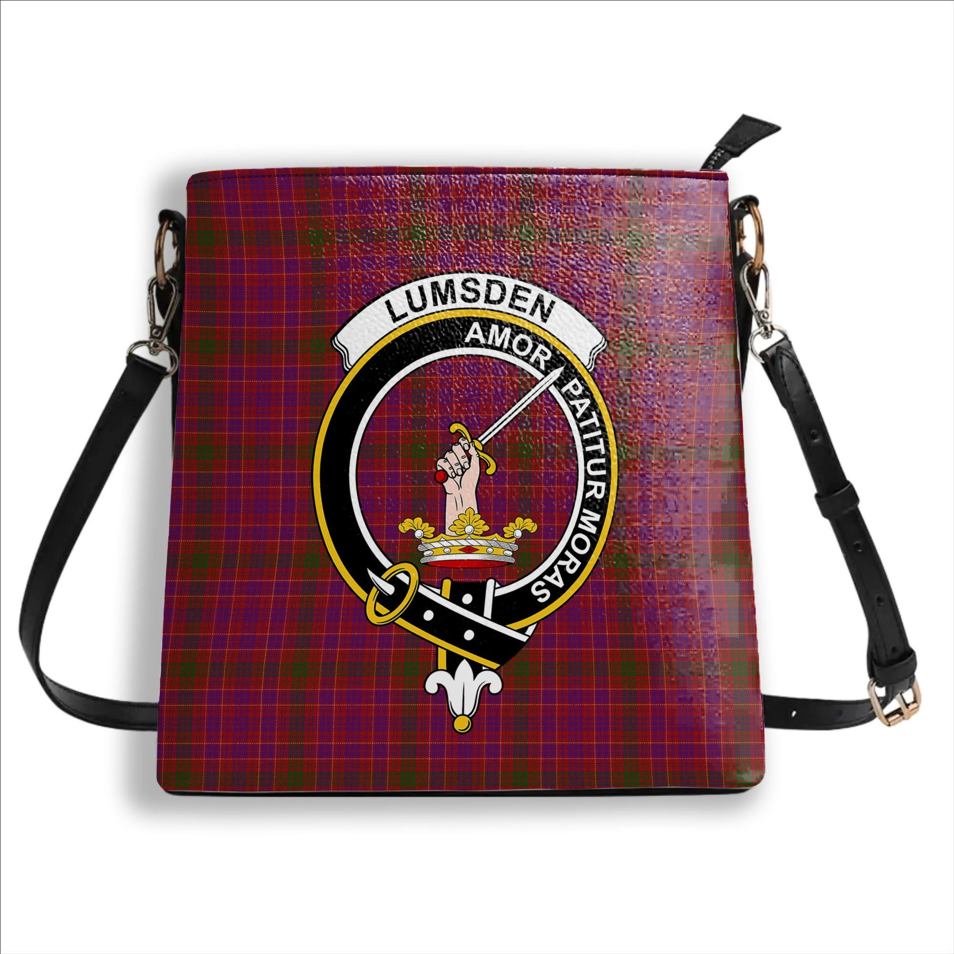 ScotsTee Shop Scottish Lumsden of Clova Crest Tartan Bucket Bag Ladies Shoulder Bag Midi