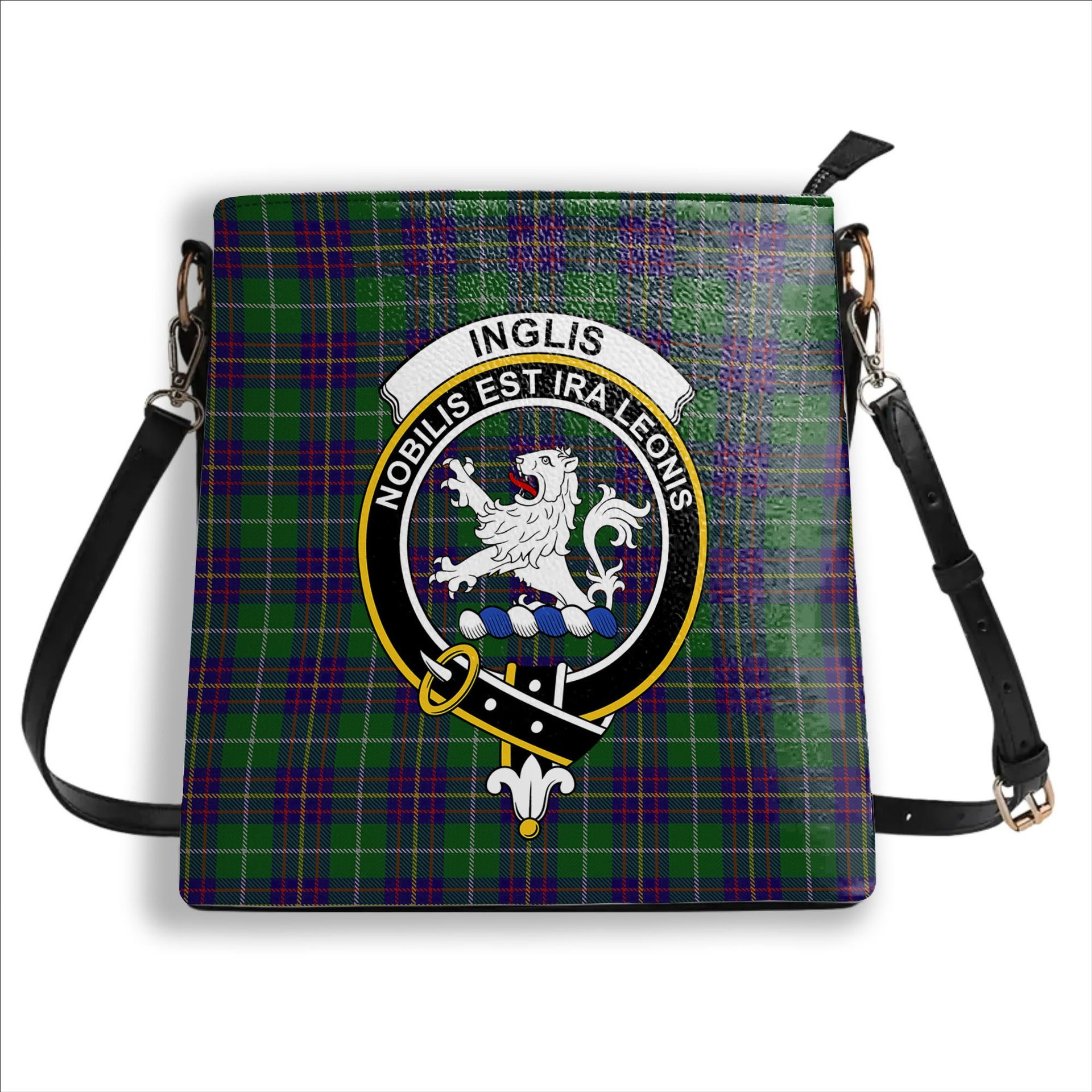 ScotsTee Shop Scottish Inglis Crest Tartan Bucket Bag Ladies Shoulder Bag Midi