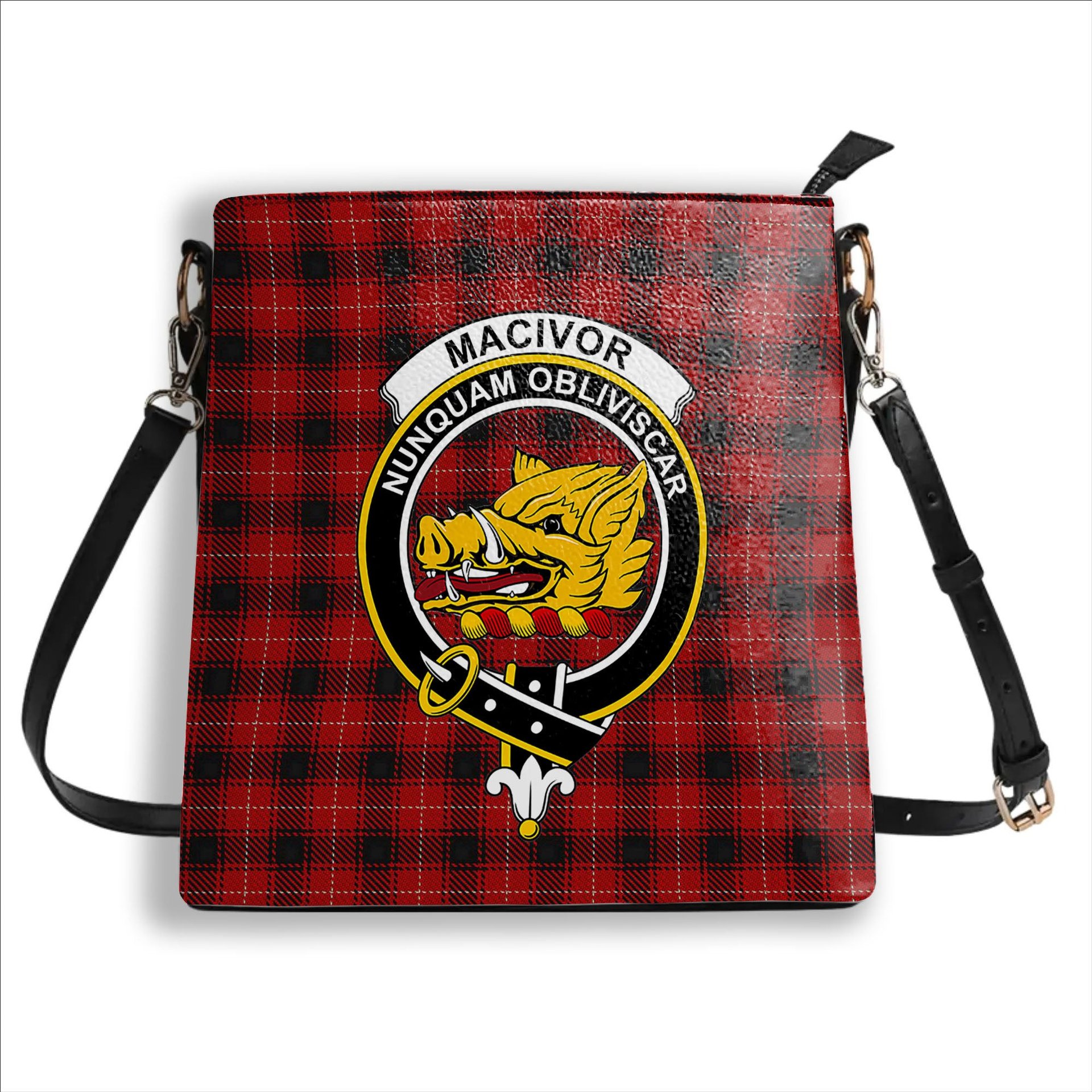 ScotsTee Shop Scottish MacIvor Crest Tartan Bucket Bag Ladies Shoulder Bag Midi