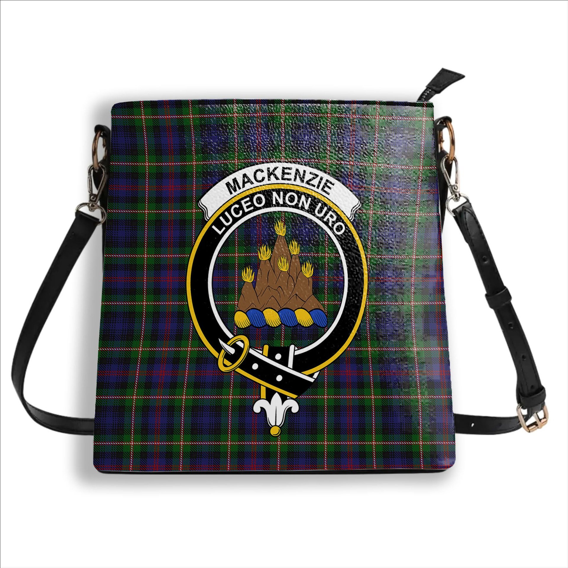 ScotsTee Shop Scottish MacKenzie Morgan Crest Tartan Bucket Bag Ladies Shoulder Bag Midi