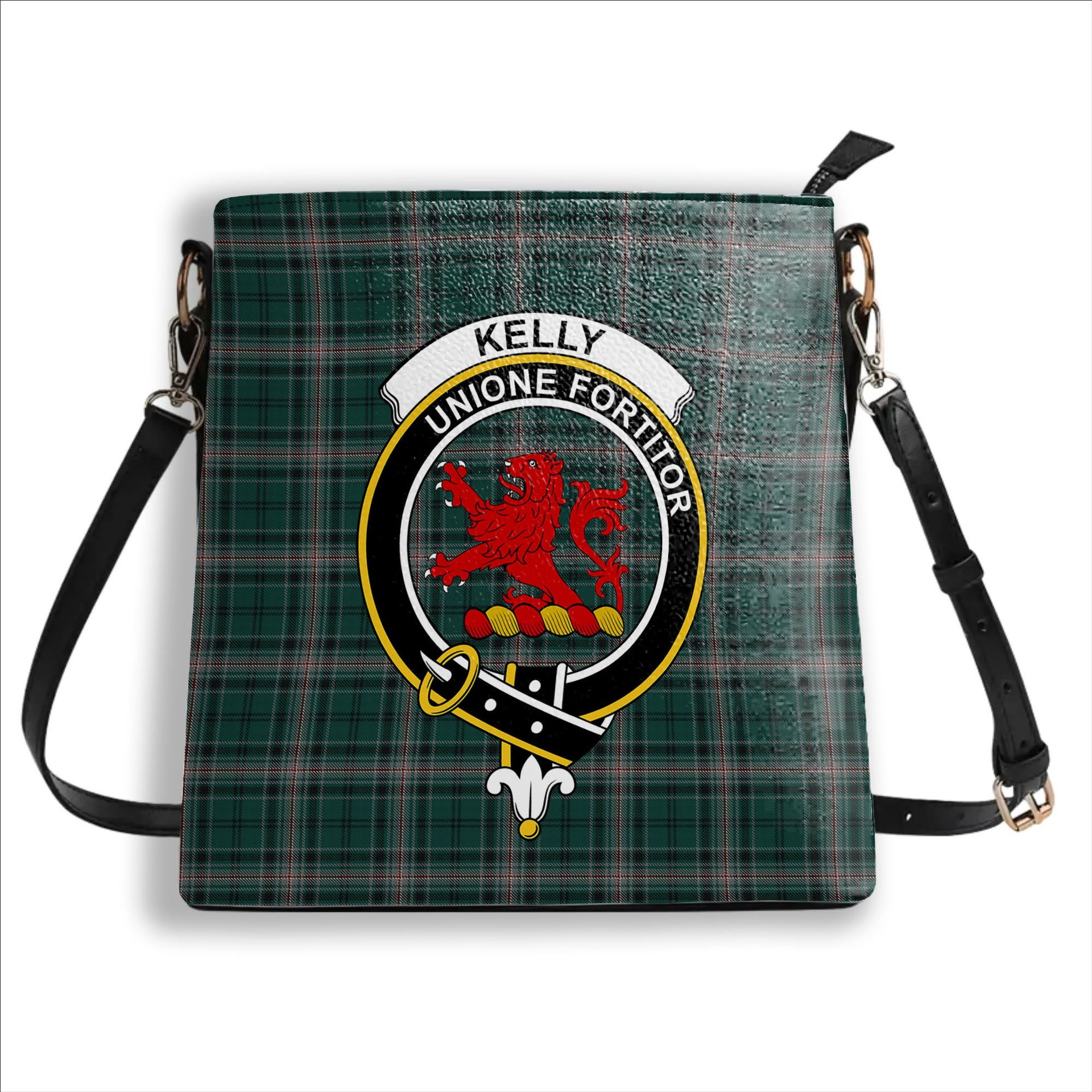 ScotsTee Shop Scottish Kelly of Sleat Hunting Crest Tartan Bucket Bag Ladies Shoulder Bag Midi