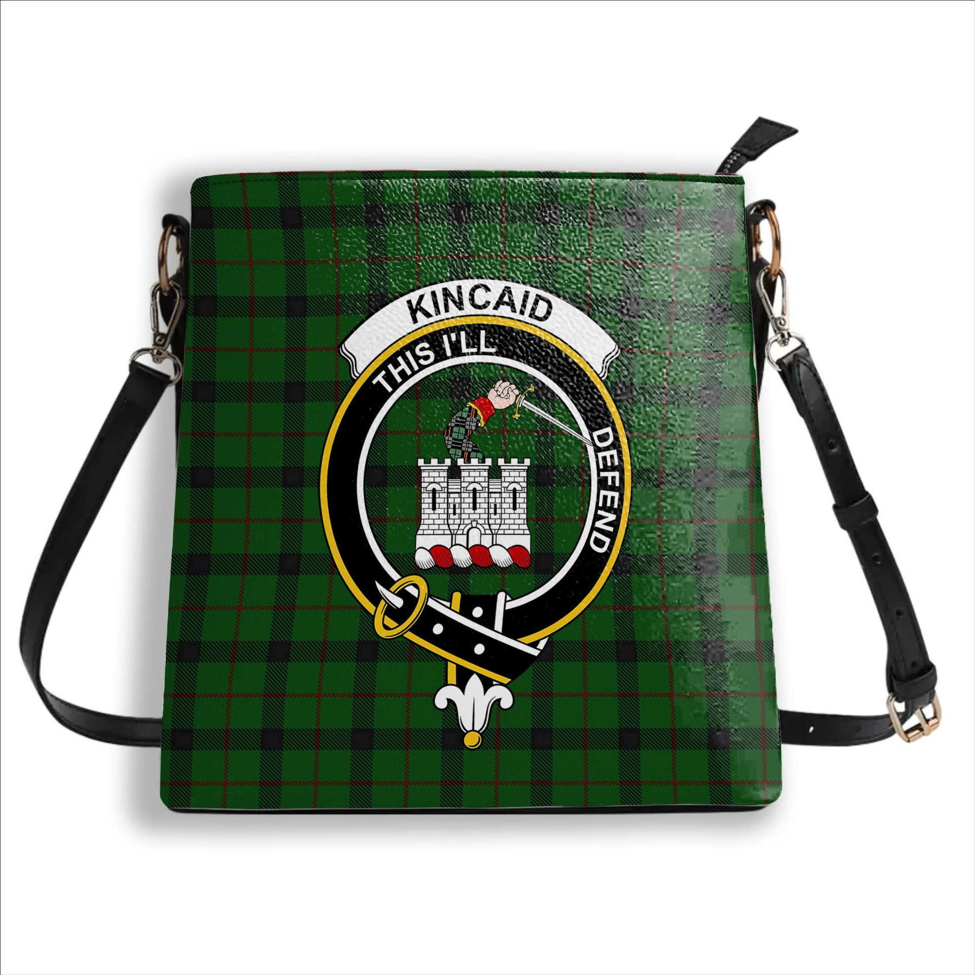 ScotsTee Shop Scottish Kincaid Crest Tartan Bucket Bag Ladies Shoulder Bag Midi