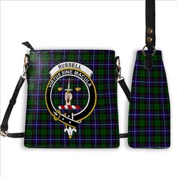 ScotsTee Shop Scottish Russell Modern Crest Tartan Bucket Bag Ladies Shoulder Bag Midi