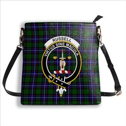 ScotsTee Shop Scottish Russell Modern Crest Tartan Bucket Bag Ladies Shoulder Bag Midi