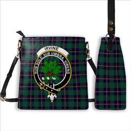 ScotsTee Shop Scottish Irvine Glenn Crest Tartan Bucket Bag Ladies Shoulder Bag Midi