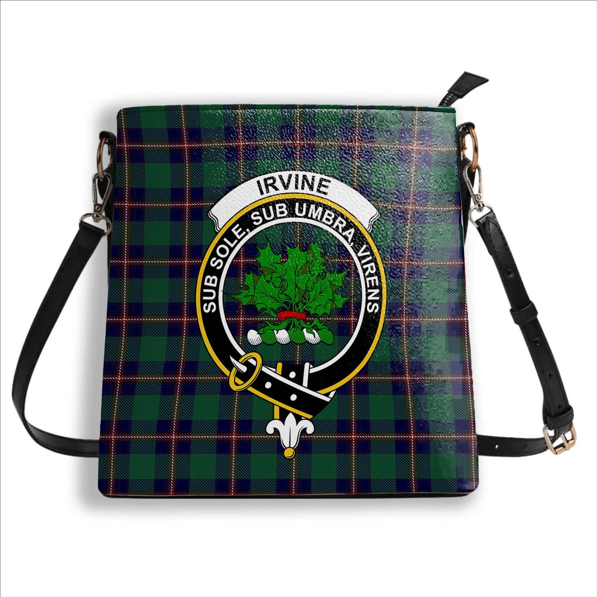 ScotsTee Shop Scottish Irvine Glenn Crest Tartan Bucket Bag Ladies Shoulder Bag Midi