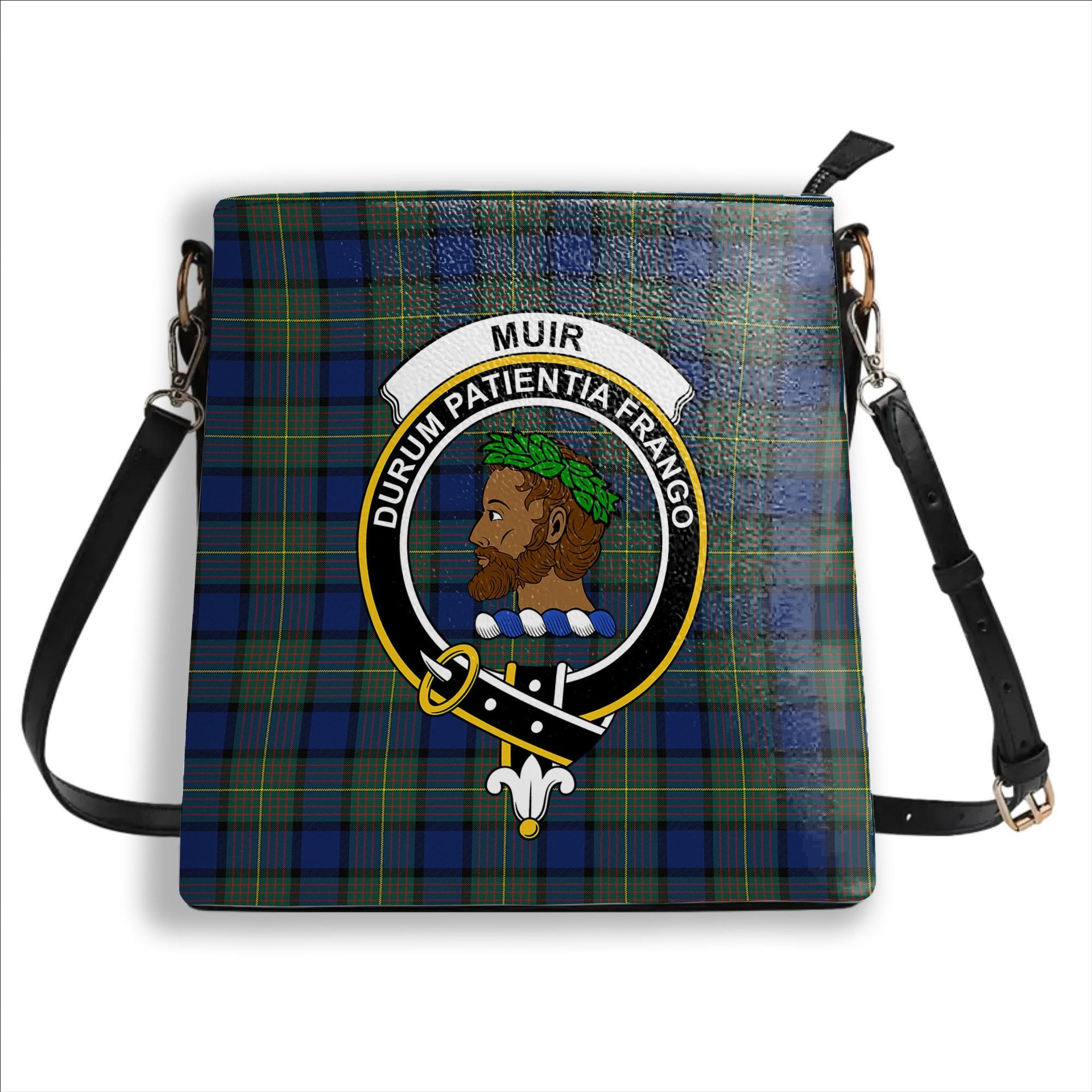 ScotsTee Shop Scottish Muir Modern Crest Tartan Bucket Bag Ladies Shoulder Bag Midi