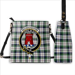 ScotsTee Shop Scottish MacNaughton Dress Modern Crest Tartan Bucket Bag Ladies Shoulder Bag Midi