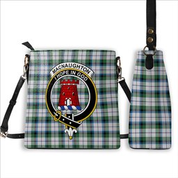 ScotsTee Shop Scottish MacNaughton Dress Ancient Crest Tartan Bucket Bag Ladies Shoulder Bag Midi