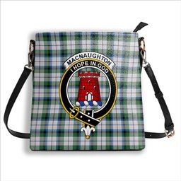 ScotsTee Shop Scottish MacNaughton Dress Ancient Crest Tartan Bucket Bag Ladies Shoulder Bag Midi