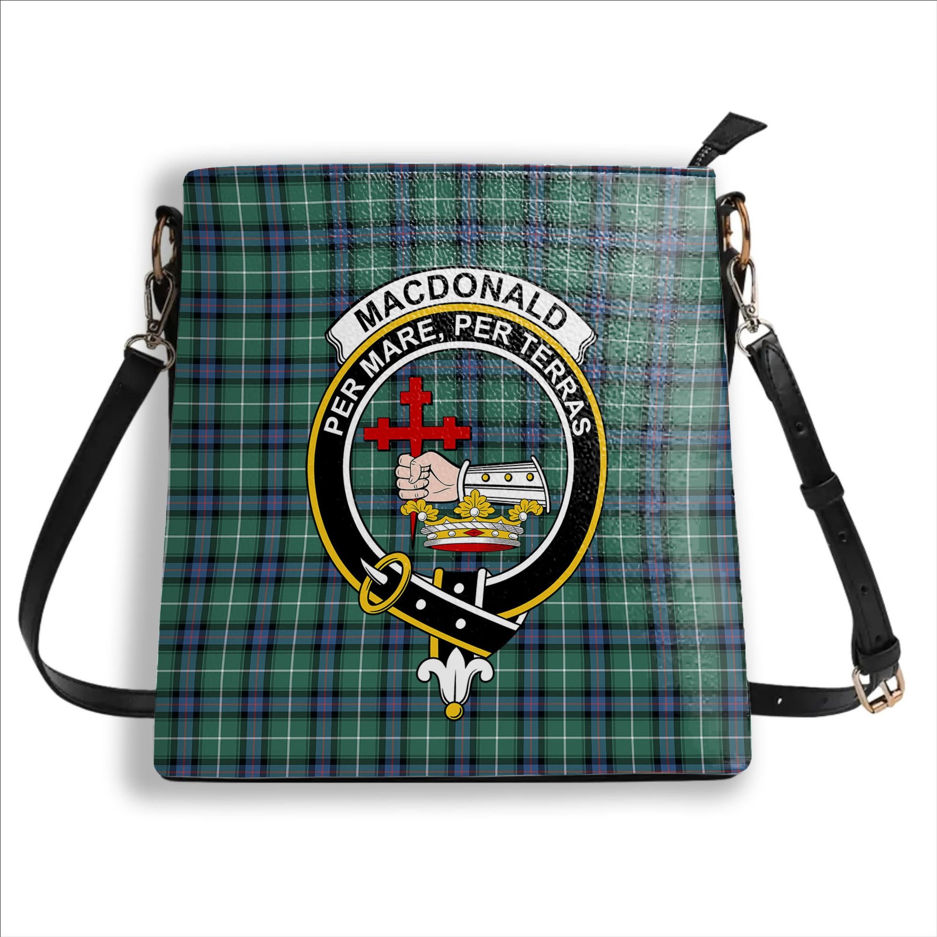 ScotsTee Shop Scottish MacDonald of the Isles Hunting Ancient Crest Tartan Bucket Bag Ladies Shoulder Bag Midi