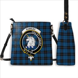 ScotsTee Shop Scottish Ramsay Blue Hunting Crest Tartan Bucket Bag Ladies Shoulder Bag Midi