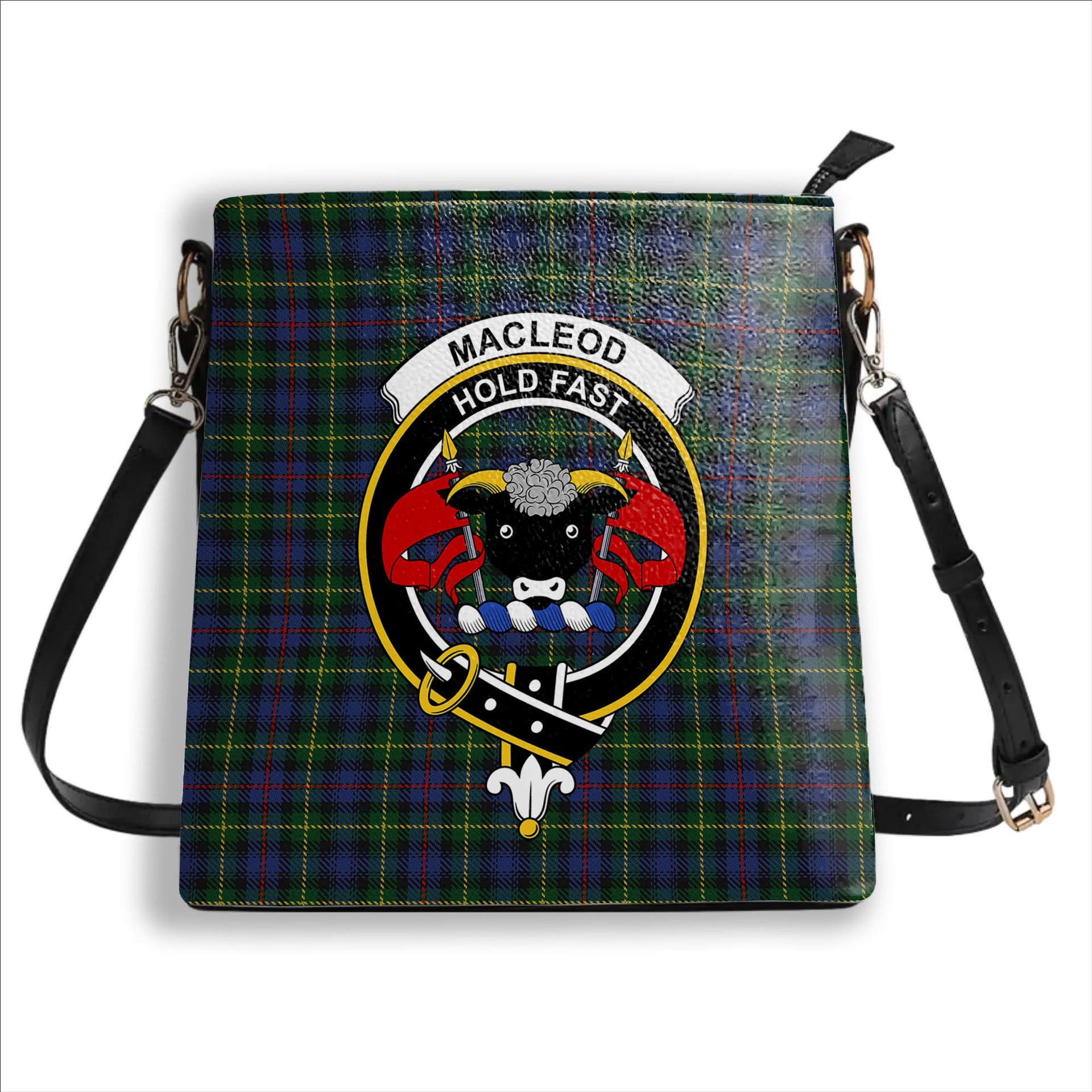 ScotsTee Shop Scottish MacLeod of Gesto 2 Crest Tartan Bucket Bag Ladies Shoulder Bag Midi