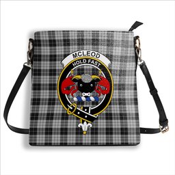ScotsTee Shop Scottish McLeod Black and White Crest Tartan Bucket Bag Ladies Shoulder Bag Midi