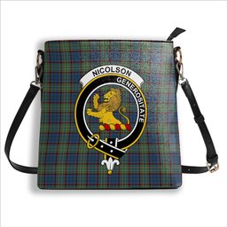 ScotsTee Shop Scottish Nicolson Hunting Ancient Crest Tartan Bucket Bag Ladies Shoulder Bag Midi