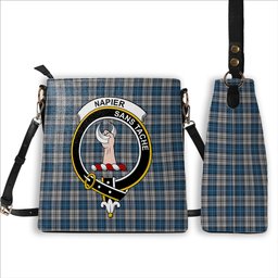ScotsTee Shop Scottish Napier Modern Crest Tartan Bucket Bag Ladies Shoulder Bag Midi