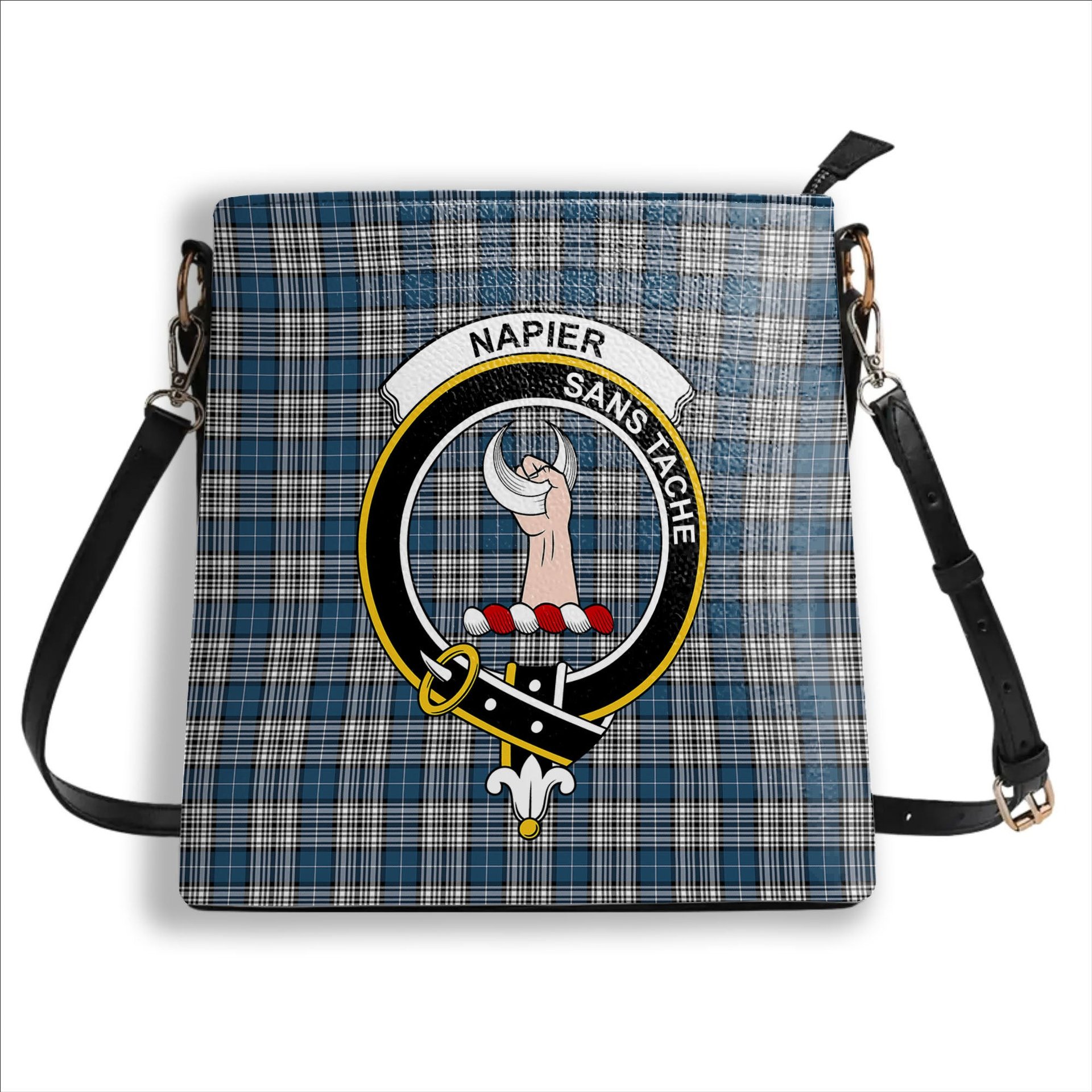 ScotsTee Shop Scottish Napier Modern Crest Tartan Bucket Bag Ladies Shoulder Bag Midi