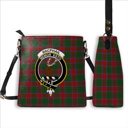 ScotsTee Shop Scottish MacPhail Blue Bands Crest Tartan Bucket Bag Ladies Shoulder Bag Midi