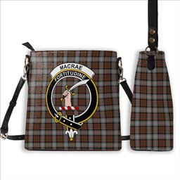 ScotsTee Shop Scottish MacRae Hunting Weathered Crest Tartan Bucket Bag Ladies Shoulder Bag Midi