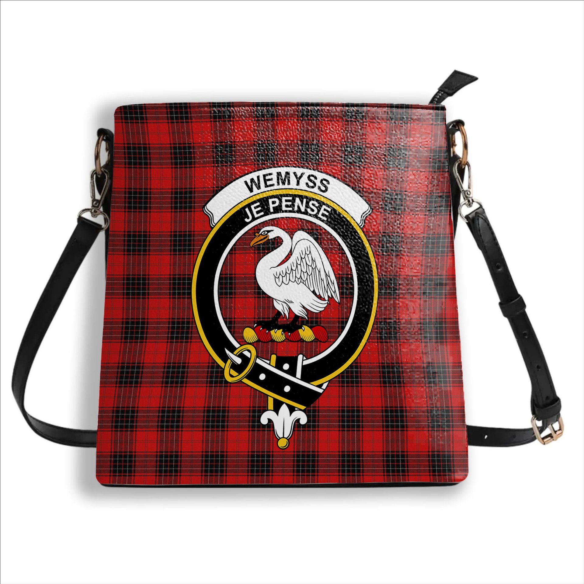 ScotsTee Shop Scottish Wemyss Modern Clan Crest Tartan Bucket Bag Ladies Shoulder Bag Midi
