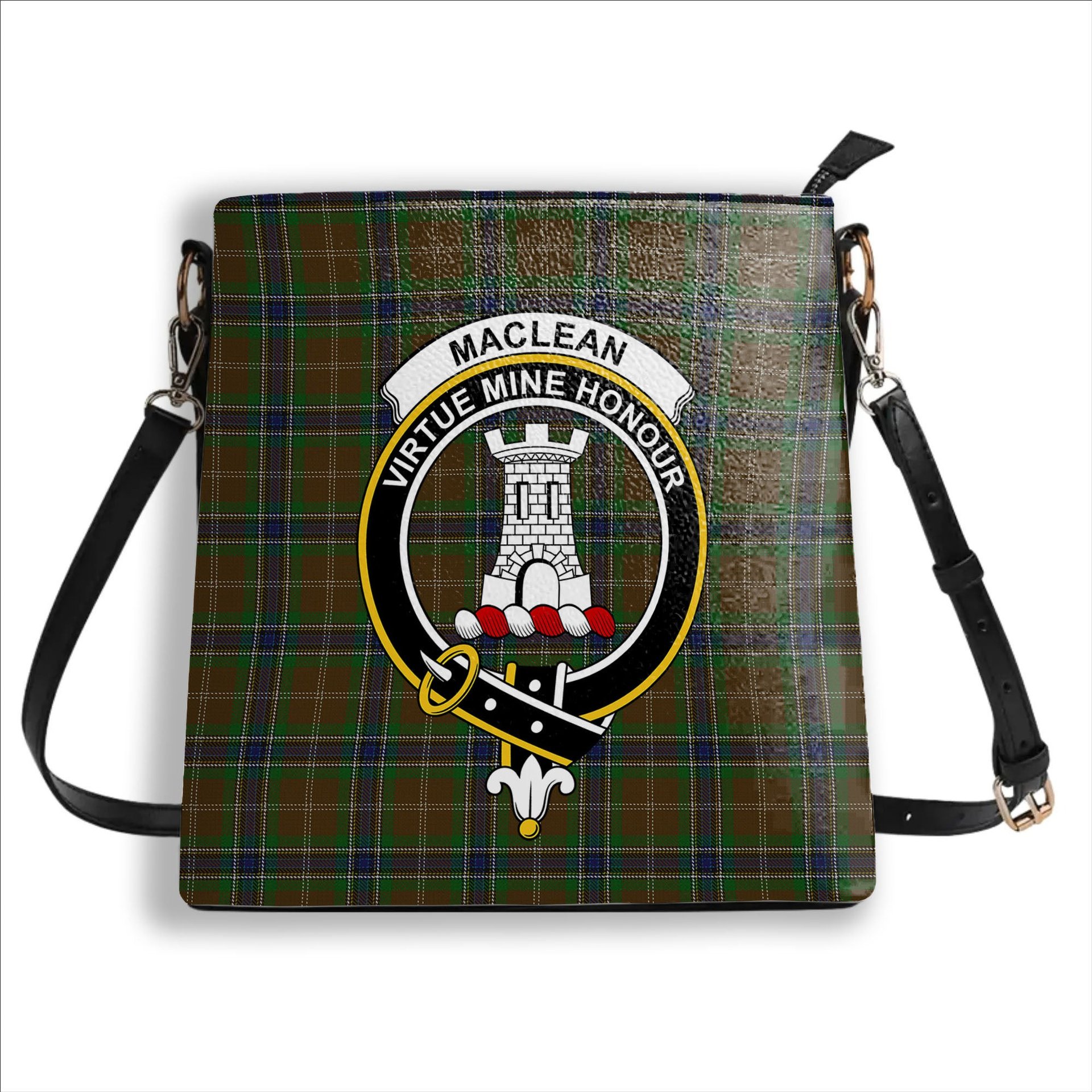 ScotsTee Shop Scottish MacLean of Kingairloch Crest Tartan Bucket Bag Ladies Shoulder Bag Midi