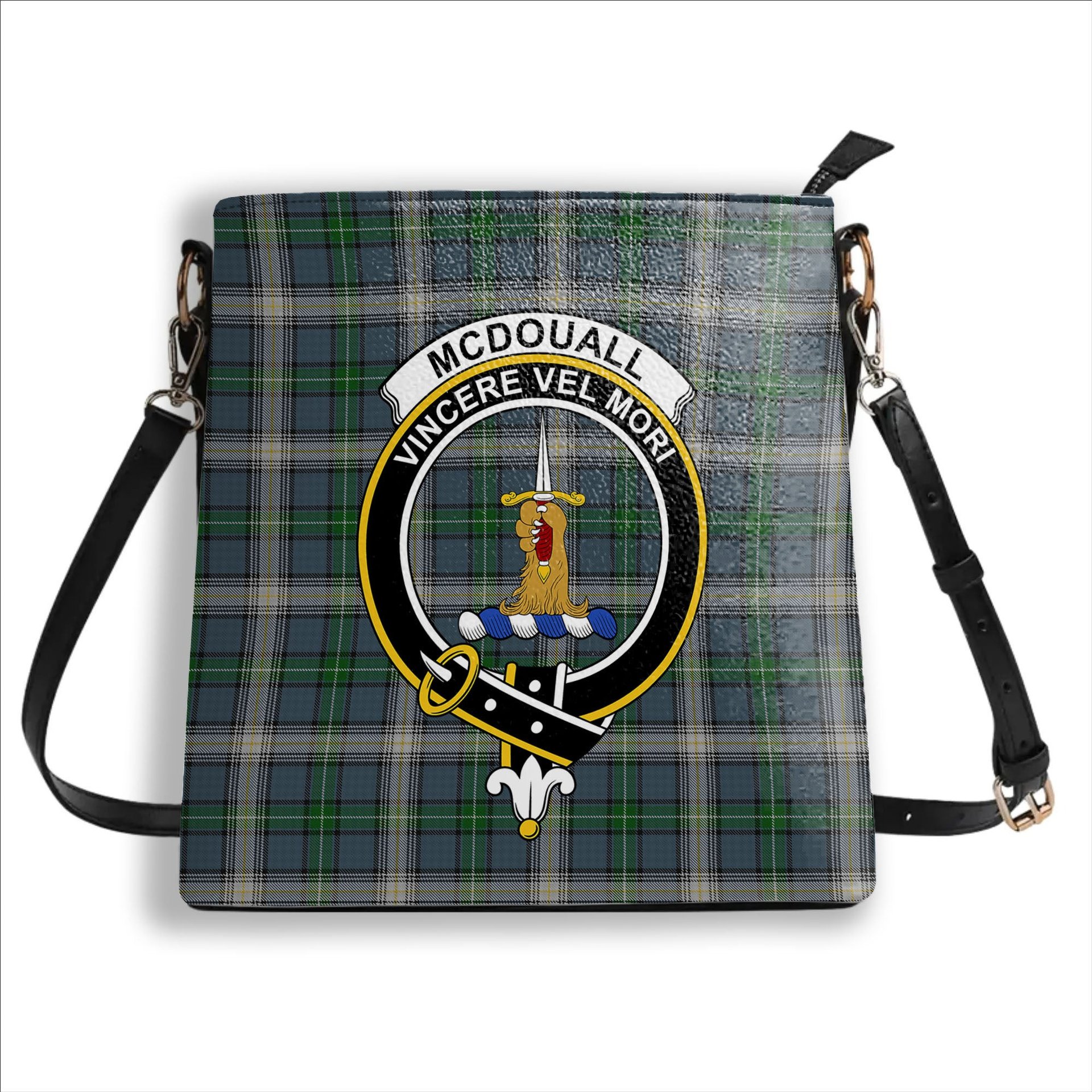 ScotsTee Shop Scottish McDouall Crest Tartan Bucket Bag Ladies Shoulder Bag Midi
