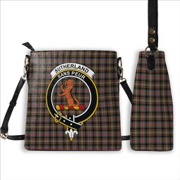 ScotsTee Shop Scottish Sutherland Weathered Crest Tartan Bucket Bag Ladies Shoulder Bag Midi