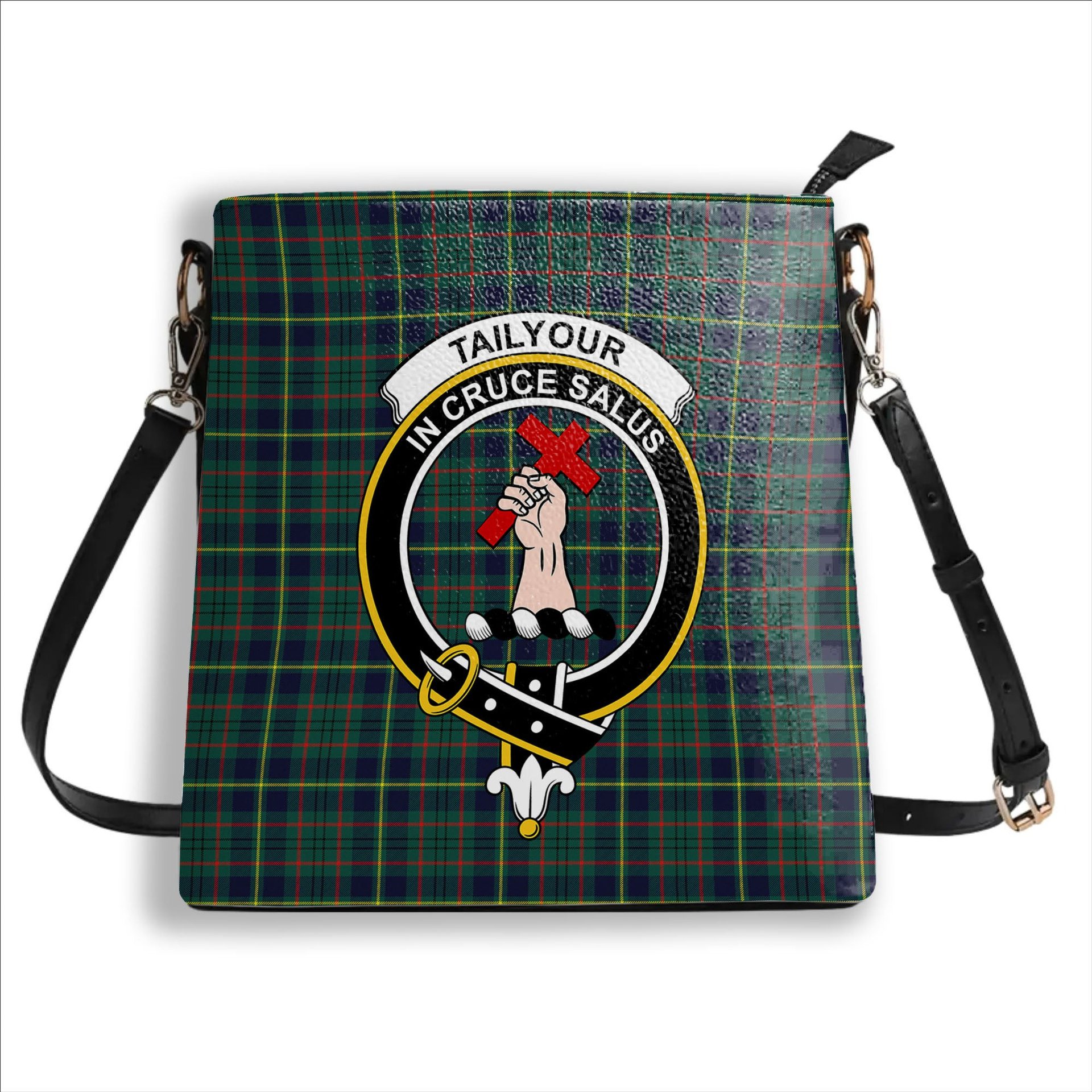 ScotsTee Shop Scottish Tailyour Modern Crest Tartan Bucket Bag Ladies Shoulder Bag Midi