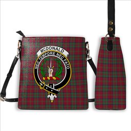 ScotsTee Shop Scottish McDonald of Glencoe Modern Crest Tartan Bucket Bag Ladies Shoulder Bag Midi