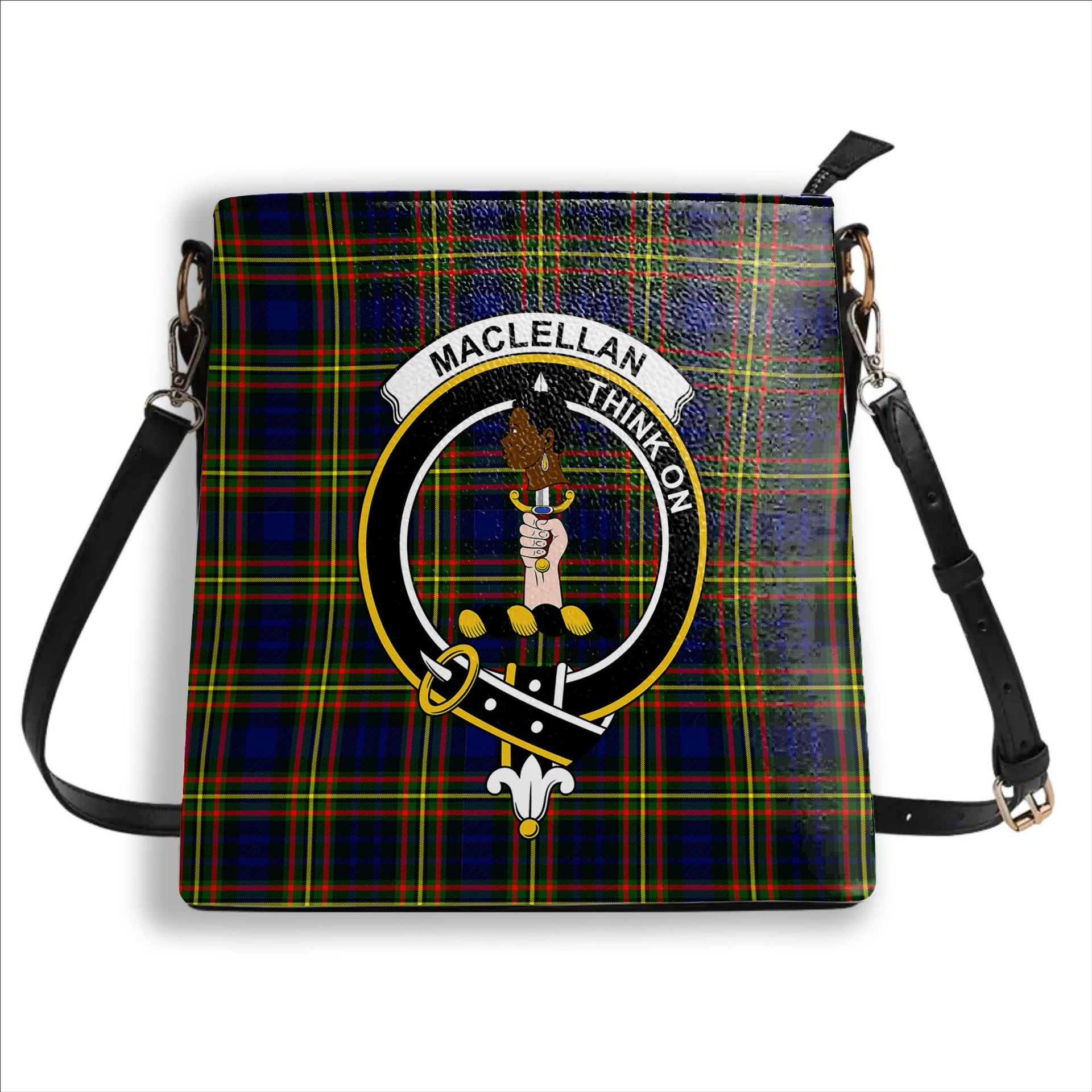 ScotsTee Shop Scottish MacLellan Modern SC Crest Tartan Bucket Bag Ladies Shoulder Bag Midi