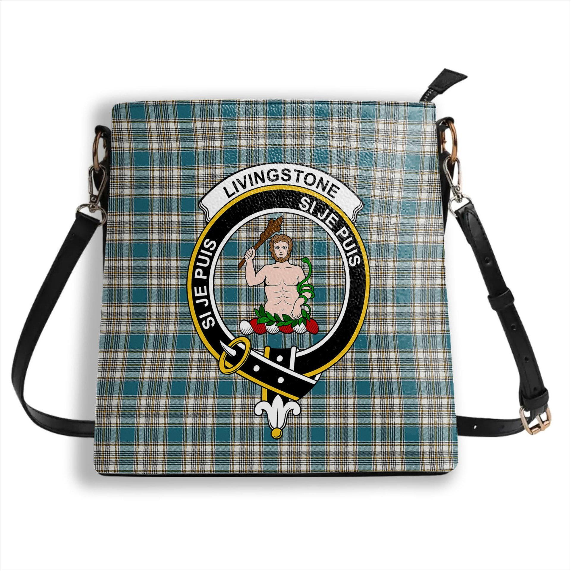 ScotsTee Shop Scottish Livingstone Dress Ancient Crest Tartan Bucket Bag Ladies Shoulder Bag Midi